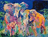 Leroy Neiman Elephant Family